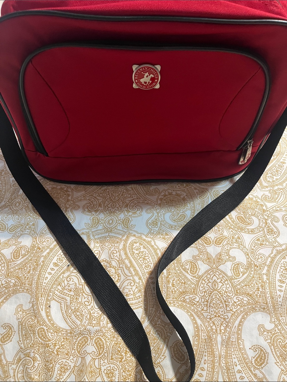 Beverly Hills Polo Club Red Messenger Bag with Black Strap